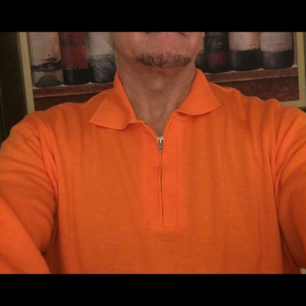 Men’s Orange V-2 Versace Wool Shirt/Sweater - L